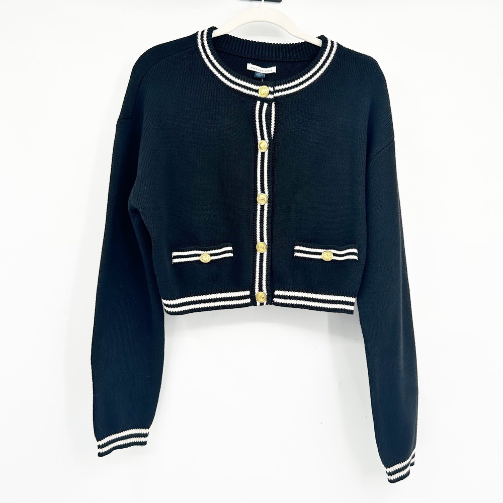 NWT‎ American Eagle Preppy Nautical Striped Old Money Cropped Cardigan Sweater M